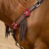 Circle Y Sarah Rose Vintage Hand-Tooled Leather Breast Collar with Red Flower Conchos, Lace & Fringe | Adjustable Stainless Steel Horse Tack for Show & Trail Riding view 3