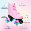 XUDREZ Roller Skates for Women Men Cozy PU Leather High-top Roller Skates for Beginner Double-Row PU Wheels, Professional Indoor Outdoor Roller Skates with Shoes Bag (Pink Flash,39) view 3
