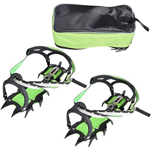 Crampons 1 Pair 14 Teeth Ice Crampons Anti Slip Shoe Grips Spikes Cleats for Outdoor Snow Hiking Climbing