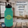 DISCOUNT PROMOS Custom 20 oz. Water Bottles with Push Cap Set of 10, Personalized Bulk Pack - Perfect for Gym, Hiking, Camping, Outdoor Sports - Teal view 4