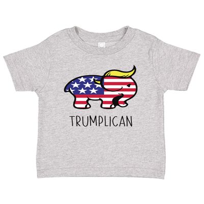 Ink Trendz Trumplican Cute Toddler T-Shirt, GOP, Republican Tee, President 47 (Heather Grey, 2T)