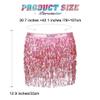 REETAN Sequin Tassel Belly Dance Skirt Fringe Sparkly Rave Wrap Skirts for Women (B-Pink) view 4