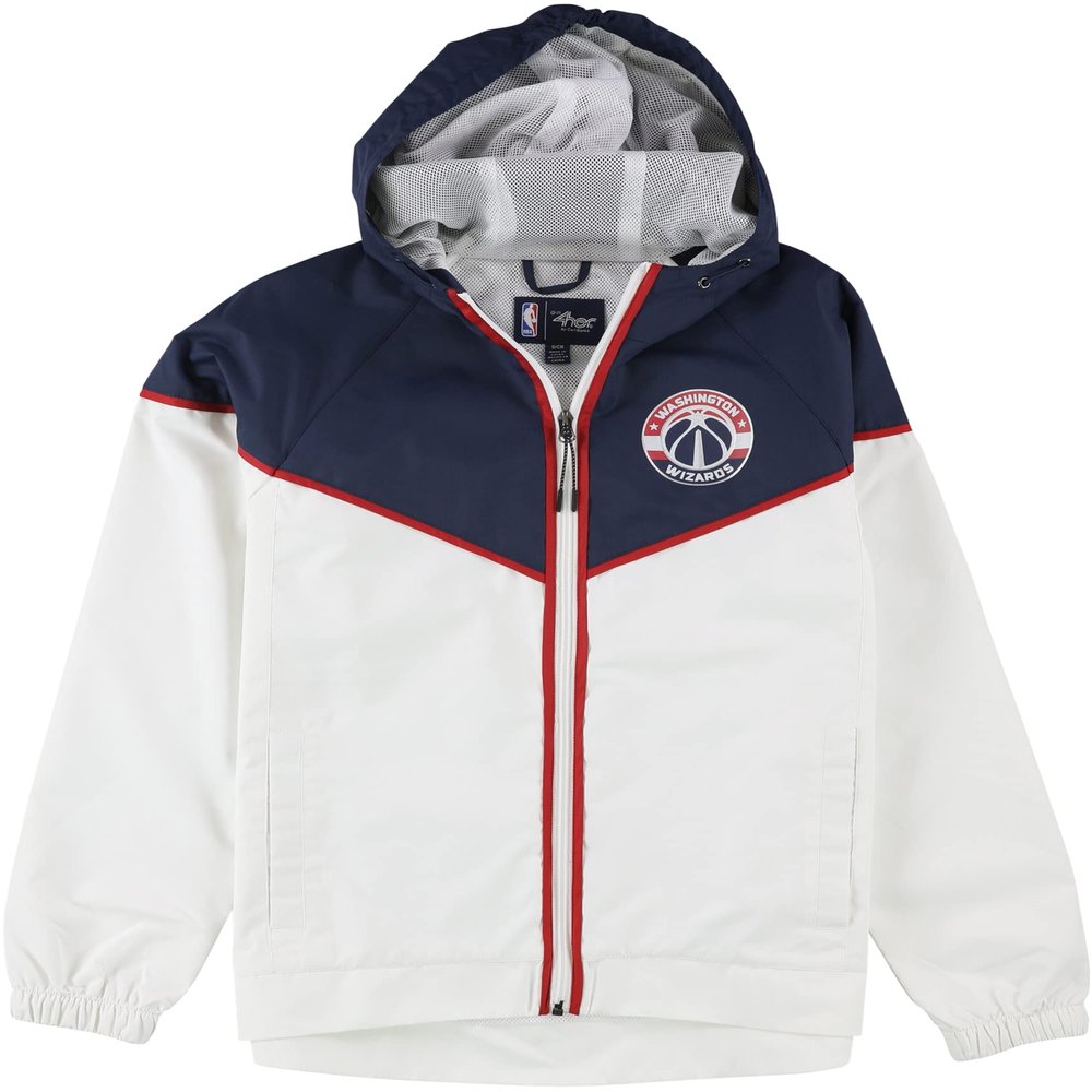 G-III Sports Womens Washington Wizards Windbreaker Jacket, White, Small