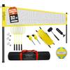 Badminton & Volleyball Combo Set- 32FT Adjustable Professional Volleyball Net for Lawn, Backyard, Easy Set up Volley ball Set with Volley ball,Badminton Racquets,Carry Bag,Boundary Line for Family Fun view 1