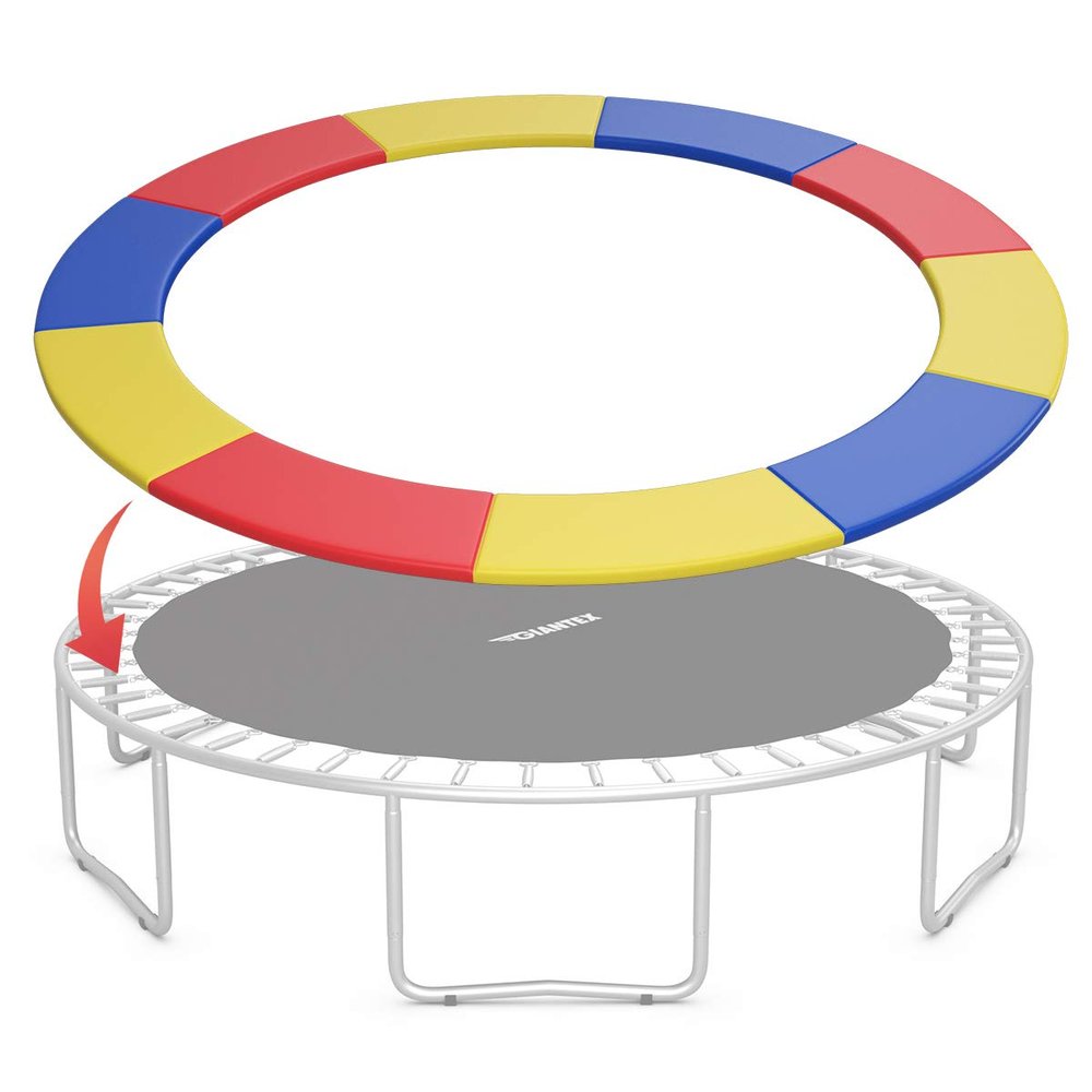 Giantex Trampoline Pad, 8ft 10ft 12ft 14ft Trampoline Replacement Safety Pad, No Holes for Pole, Waterproof Trampoline Accessories Spring Cover (12 Ft, Multicolor)