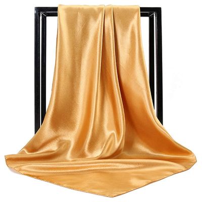 35" Womens Large Satin Square Scarf Silk Feeling Hair Wrapping Gift Headscarf Scarves Ginger Yellow