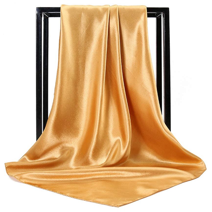 35" Womens Large Satin Square Scarf Silk Feeling Hair Wrapping Gift Headscarf Scarves Ginger Yellow