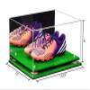 Better Display Cases Acrylic Shoe Pair Display Case for Soccer Cleats Football Cleats with Mirror, Pink Risers and Turf Base (A026/V12) view 2