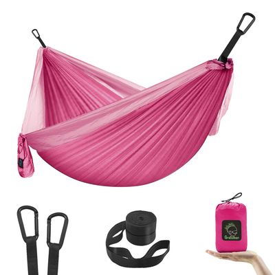 GRASSMAN Kids Hammock-Small Camping hammocks, Portable Camping Gear for Child Indoor/Outdoor use, with Tree Straps & Carabiners Pink