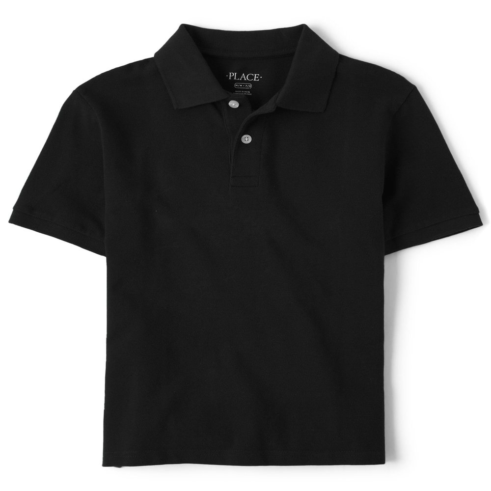 The Children's Place boys Uniform Pique Polo Shirt, Black, L 10-12 husky