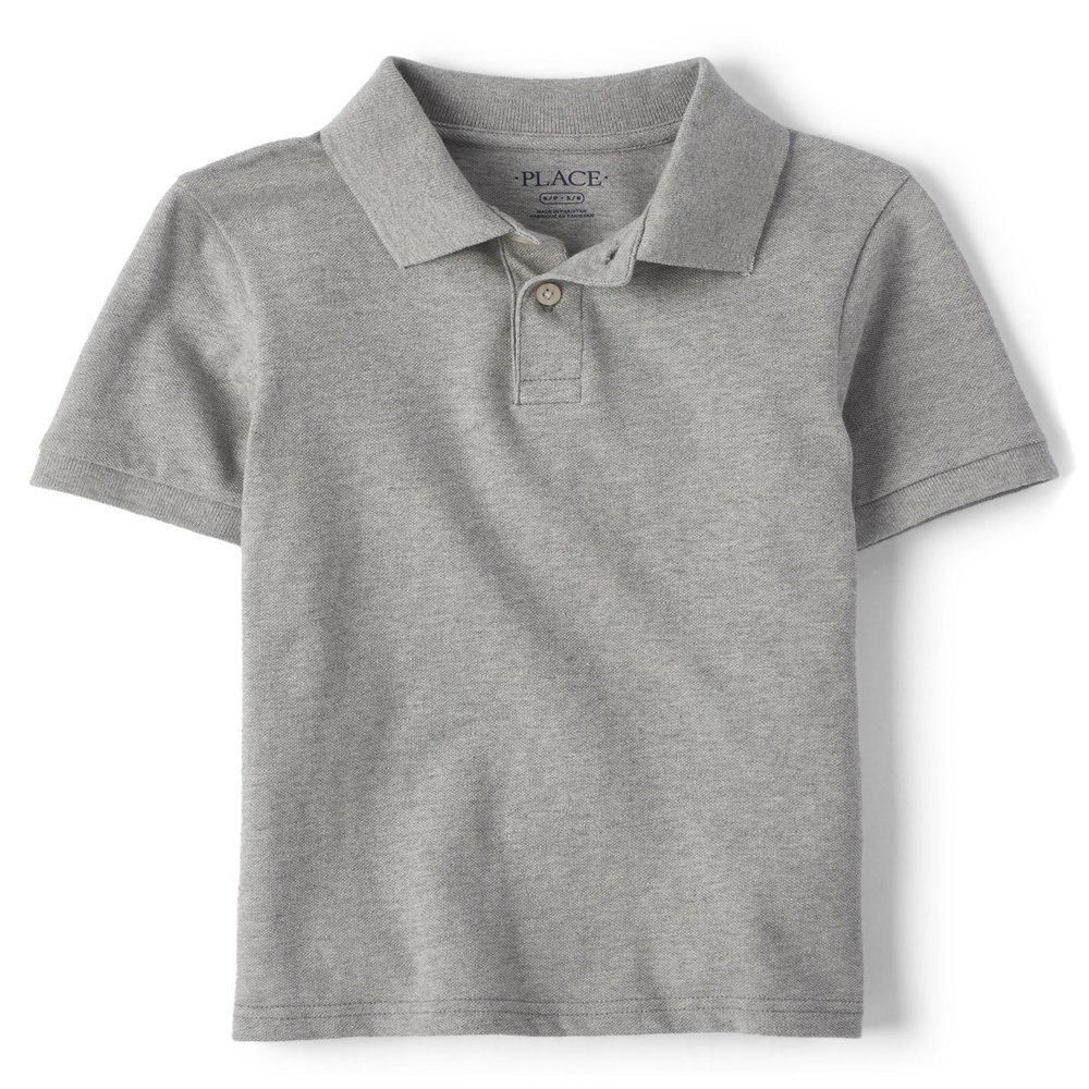 The Children's Place boys Uniform Pique Polo Shirt, Smokeb10, XXL 16 husky