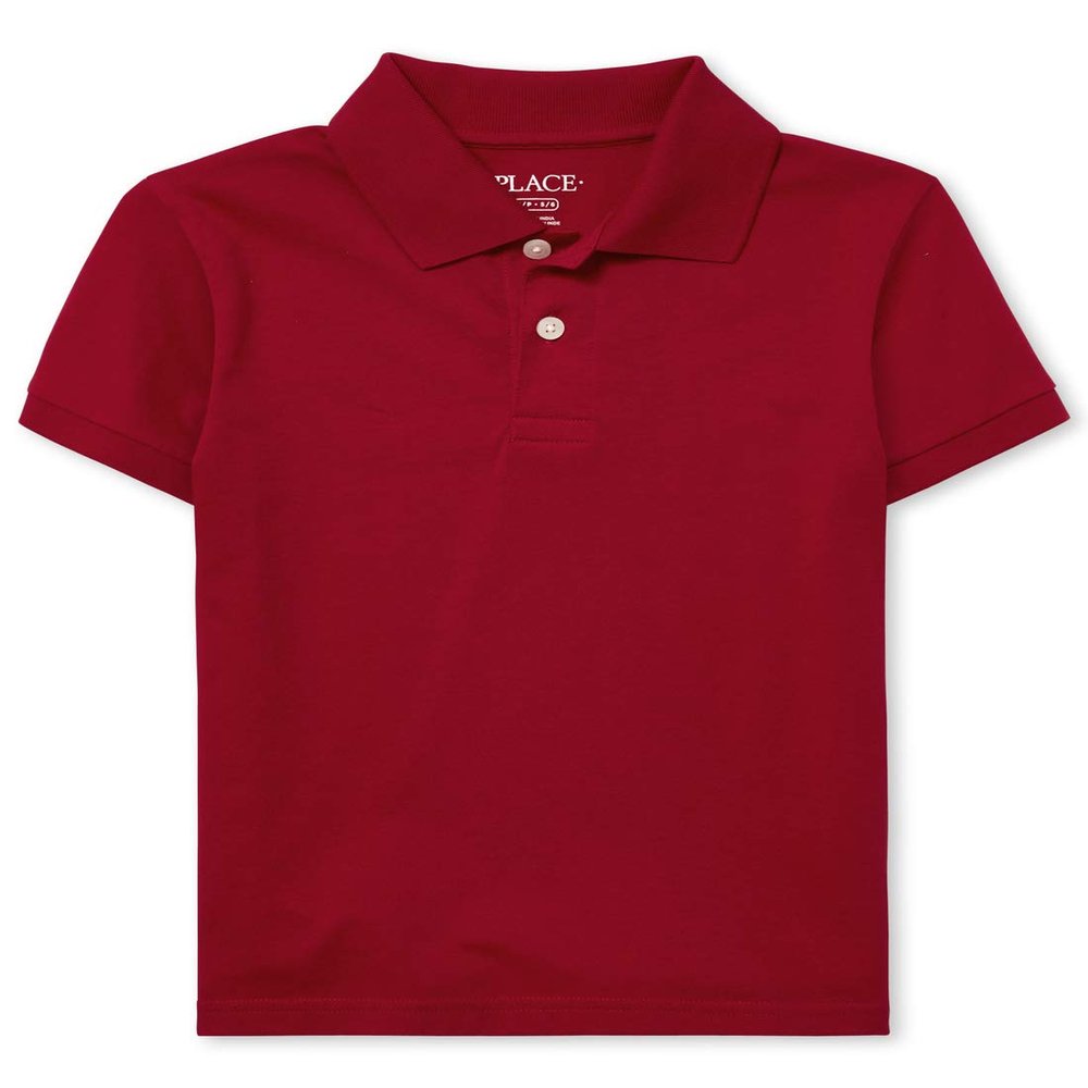 The Children's Place Boys Short Sleeve Jersey Polo, Extra Soft Shirt, Classic Red Single, Large Husky