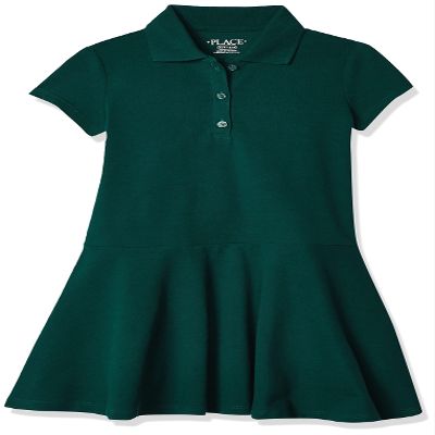 The Children's Place Girls' Uniform Pique Polo Dress Spruceshad XL (14)