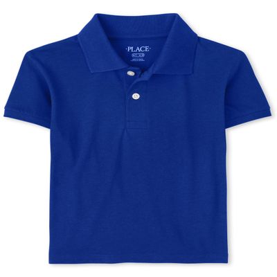 The Children's Place boys Single Short Sleeve Soft Jersey Polo, Renew Blue, X-Large