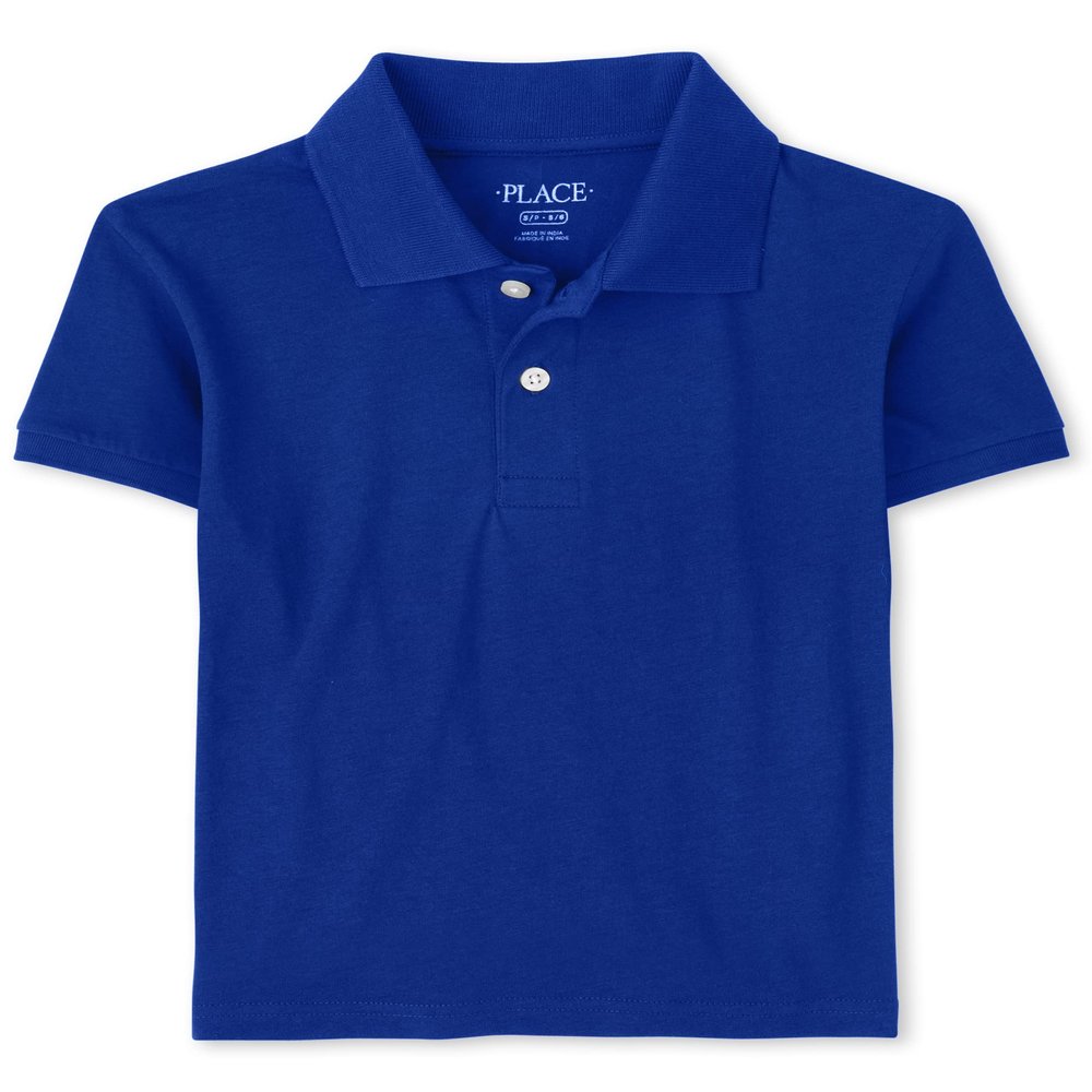 The Children's Place boys Single Short Sleeve Soft Jersey Polo, Renew Blue, X-Large