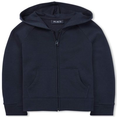 The Children's Place Girls' Uniform French Terry Zip Up Hoodie Tidal XL (14)