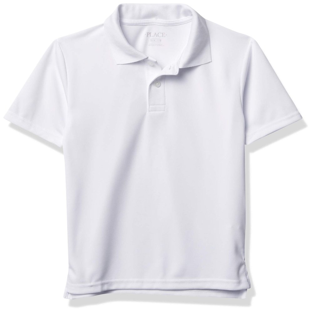 The Children's Place Boys' Uniform Performance Polo, White, XXL (16 husky)
