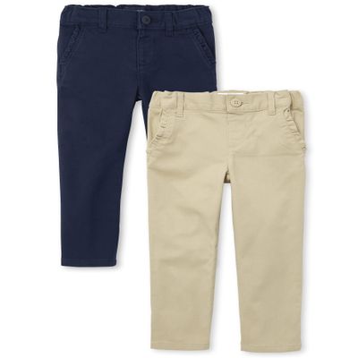 The Children's Place Baby Toddler Girls Skinny Chino Pants, Sandy/Tidal 2 Pack, 4T