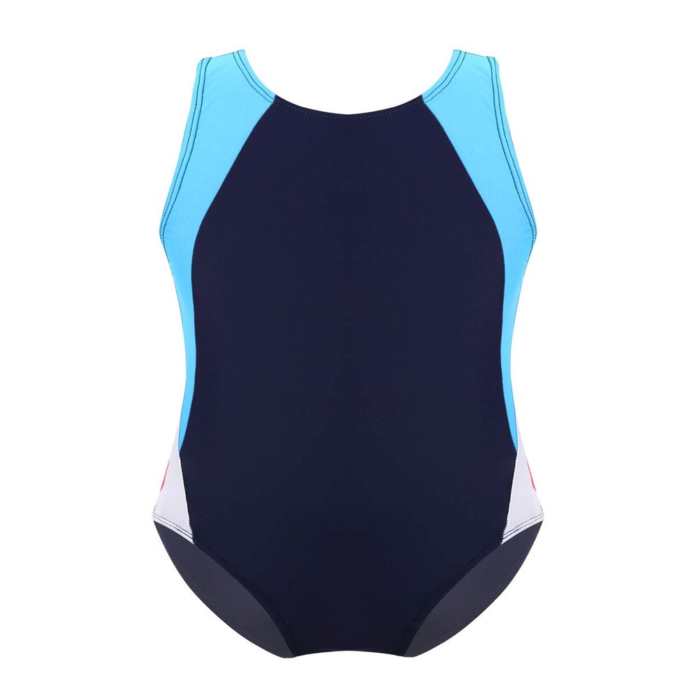 iiniim Kids Girls Athletic Sports One-Piece Swimsuit Swimwear Racer Back Cutouts Swim Top Surfing Bathing Suit Sky_Blue 6