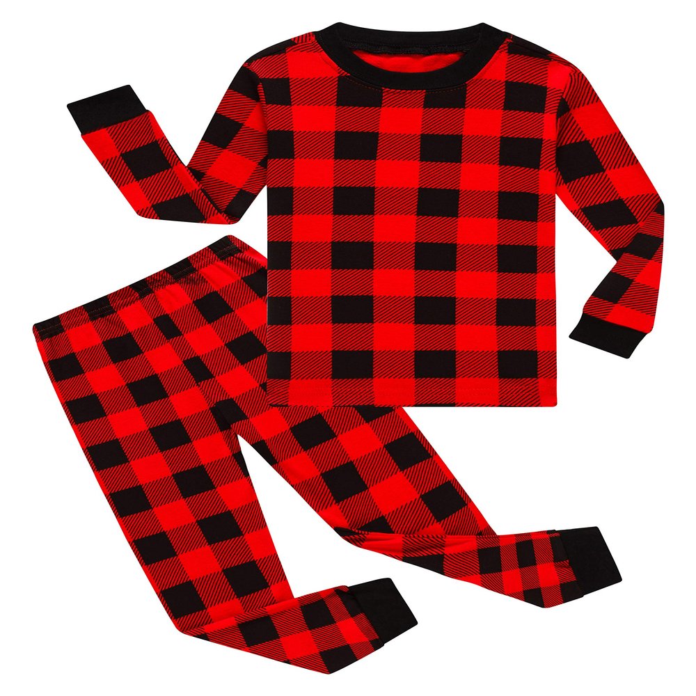 Family Feeling Little Girls Boys Long Sleeve Christmas Holiday Plaid Red Pajamas Sets Cotton Pyjamas Kids Pjs Size 5