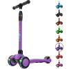 Allek Kick Scooter B03, Lean 'N Glide 3-Wheeled Push Scooter with Extra Wide PU Light-Up Wheels, Any Height Adjustable Handlebar and Strong Thick Deck for Children from 3-12yrs (Purple) view 1