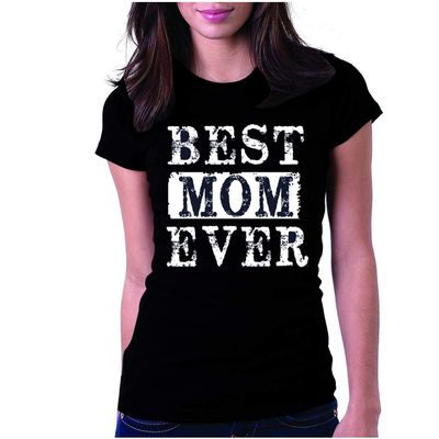 100% Cotton Womens Best Mom Ever Shirt Funny Mommy T-Shirt XL Black
