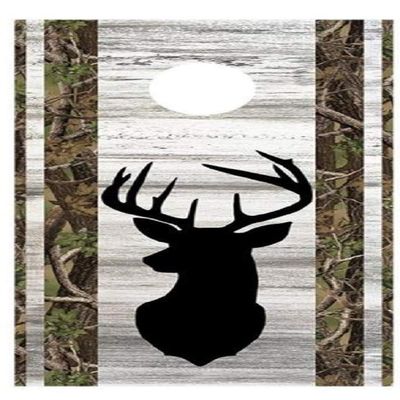 Lets Print Big Buck Head Deer Silhouette Corn Hole Board Decal Wrap
