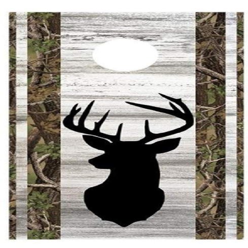 Lets Print Big Buck Head Deer Silhouette Corn Hole Board Decal Wrap