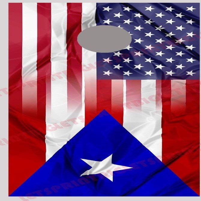 Lets Print Big American Puerto Rico Flag Blend Cornhole Board Decal Wrap