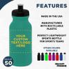 DISCOUNT PROMOS Custom 20 oz. Water Bottles with Push Cap Set of 50, Personalized Bulk Pack - Perfect for Gym, Hiking, Camping, Outdoor Sports - Teal view 2