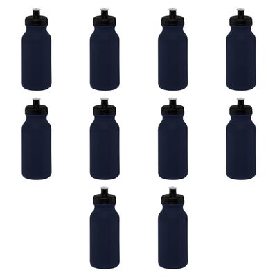 DISCOUNT PROMOS 20 oz. Water Bottles with Push Cap Set of 10, Bulk Pack - Perfect for Gym, Hiking, Camping, Outdoor Sports - Navy Blue