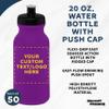 DISCOUNT PROMOS Custom 20 oz. Water Bottles with Push Cap Set of 50, Personalized Bulk Pack - Perfect for Gym, Hiking, Camping, Outdoor Sports - Purple view 3