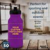 DISCOUNT PROMOS Custom 20 oz. Water Bottles with Push Cap Set of 50, Personalized Bulk Pack - Perfect for Gym, Hiking, Camping, Outdoor Sports - Purple view 4