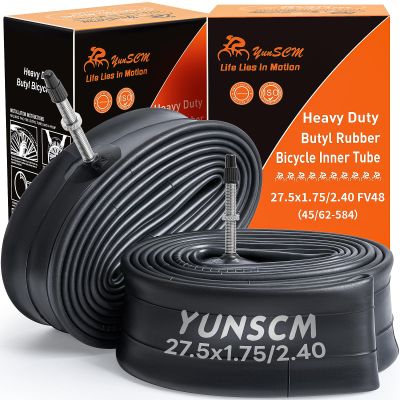 2-PCS 27.5" Heavy Duty Bike Tubes 27.5x1.75/2.40 FV48MM Presta Valve 45/62-584 Inner Tubes Compatible with 27.5x1.75/1.90/1.95/2.10/2.125/2.20/2.25/2.30/2.35/2.40 Bike Bicycle Tires Tubes