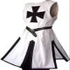 Mens Medieval Crusader Knights Templar Tunic Cape Costumes Renaissance Halloween Surcoat Warrior Black Plague Cloak Cosplay Top (Black, Medium) view 1