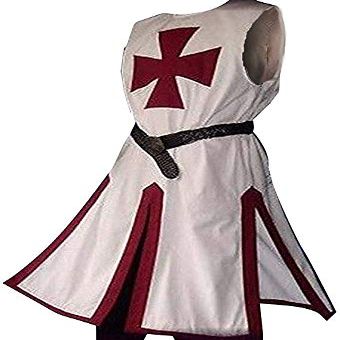 Mens Medieval Crusader Knights Templar Tunic Cape Costumes Renaissance Halloween Surcoat Warrior Black Plague Cloak Cosplay Top (Burgundy, X-Large)