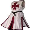 Mens Medieval Crusader Knights Templar Tunic Cape Costumes Renaissance Halloween Surcoat Warrior Black Plague Cloak Cosplay Top (Burgundy, X-Large) view 1