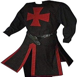 Mens Medieval Crusader Knights Templar Tunic Cape Costumes Renaissance Halloween Surcoat Warrior Black Plague Cloak Cosplay Top (Crimson, X-Large)