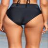 SHEKINI Women's Bikini Bottom Ruched Foldover Swimsuit High Waisted Swim Bottoms (Black, Medium) view 2