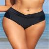 SHEKINI Women's Bikini Bottom Ruched Foldover Swimsuit High Waisted Swim Bottoms (Black, Medium) view 3