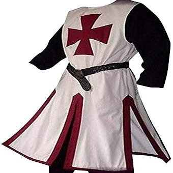 Mens Medieval Crusader Knights Templar Tunic Cape Costumes Renaissance Halloween Surcoat Warrior Black Plague Cloak Cosplay Top (Burgundy, Large)