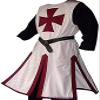 Mens Medieval Crusader Knights Templar Tunic Cape Costumes Renaissance Halloween Surcoat Warrior Black Plague Cloak Cosplay Top (Burgundy, Large) view 1