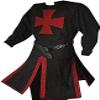 Mens Medieval Crusader Knights Templar Tunic Cape Costumes Renaissance Halloween Surcoat Warrior Black Plague Cloak Cosplay Top (Crimson, Large) view 1