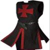 Mens Medieval Crusader Knights Templar Tunic Cape Costumes Renaissance Halloween Surcoat Warrior Black Plague Cloak Cosplay Top (Crimson, Medium) view 1