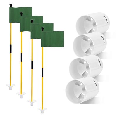 KINGTOP Golf Flagsticks Mini, Putting Green Flag for Yard, All 3 Feet, Golf Pin Flags Hole Cup Set, Fiberglass Portable 2-Section Design, Gifts Idea, Green-4 Pack, 6 Inch Golf Hole Cup