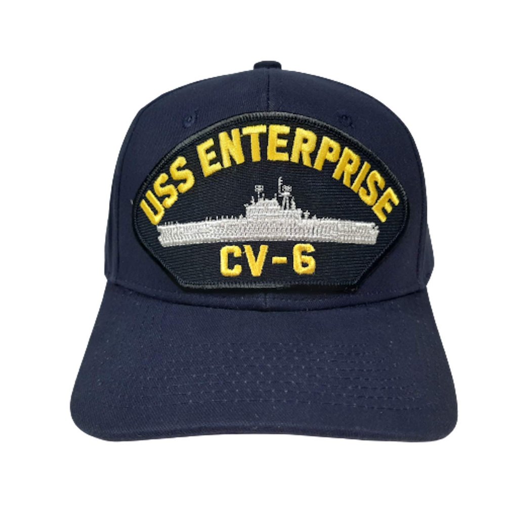 EAGLE CREST USS Enterprise CV-6 Embroidered Patch Cap Baseball Hat Strapback Blue