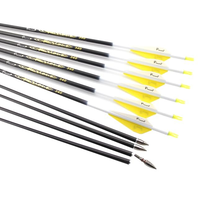 Pinals Archery 300 340 400 Spine Carbon Arrows for Compound Bows Traditional Recurve Bow Longbow 30 Inch Shafts Hunting Target Arrow 12PCS Spine 300