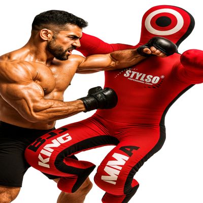 Un-Filled Grappling Dummy Wrestling Dummy Jiu Jitsu Dummy for BJJ MMA Judo Karate Practice Adult Kids and Youth Training Tackling Dummies - Red, 5ft / 60"