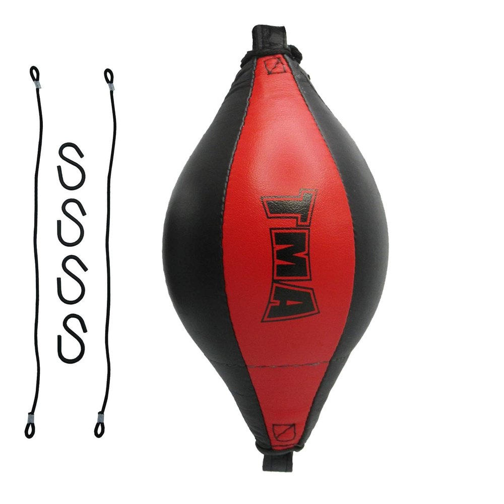 Leather Double End Dodge Speed Ball Boxing Floor to Ceiling Punching Bag MMA (Red)