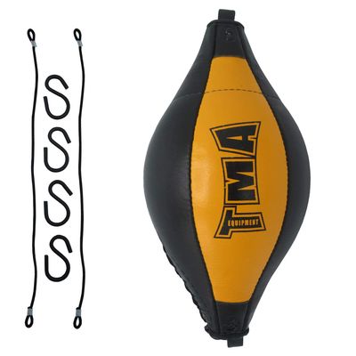 Leather Double End Dodge Speed Ball Boxing Floor to Ceiling Punching Bag MMA (Yellow)